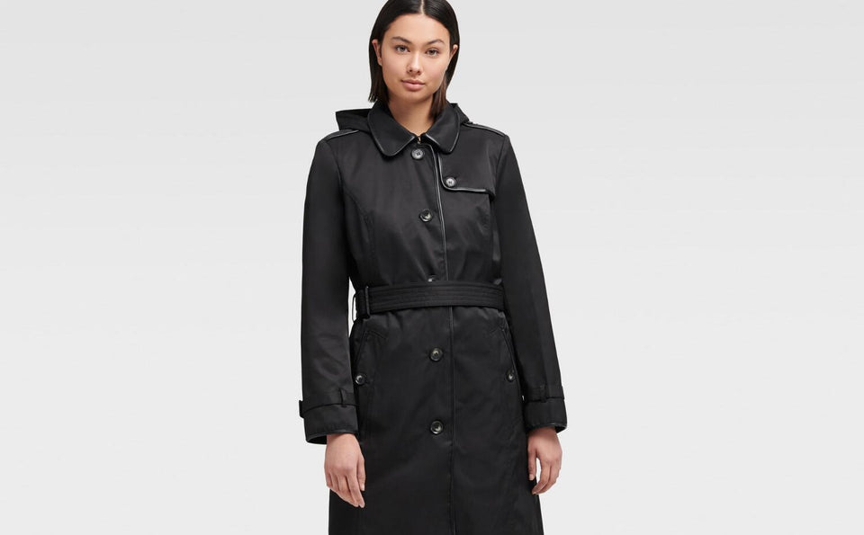 DKNY BELTED TRENCH COAT BLACK - Naughty Panda Outlet
