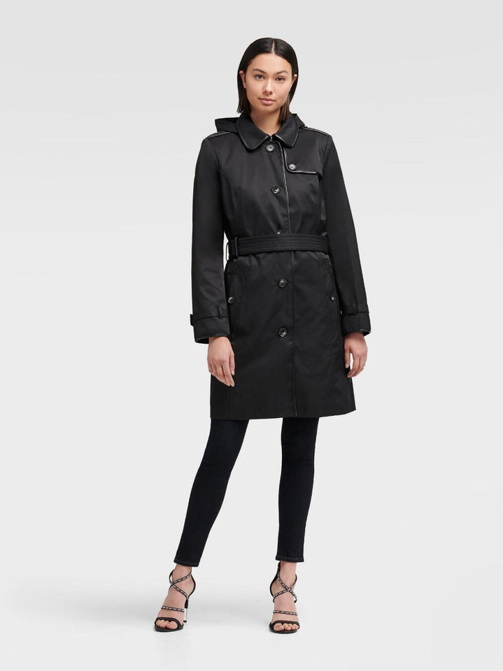 DKNY BELTED TRENCH COAT BLACK - Naughty Panda Outlet