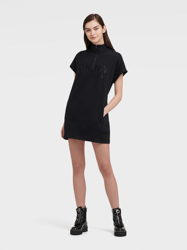 DKNY HALF-ZIP DRESS WITH EMBROIDERED LOGO - Naughty Panda Outlet