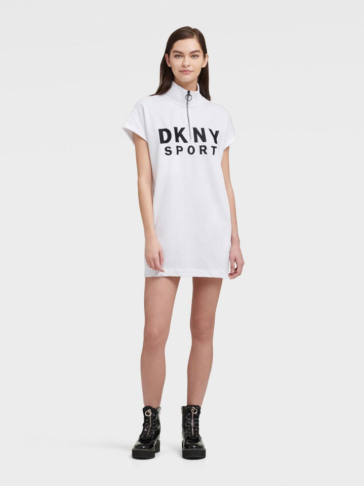 DKNY HALF-ZIP DRESS WITH EMBROIDERED LOGO - Naughty Panda Outlet