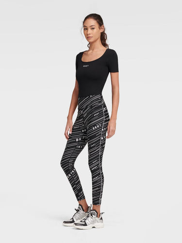DKNY HIGH-WAISTED METEORITE TIGHTS WITH SIDE PIPING - Naughty Panda Outlet