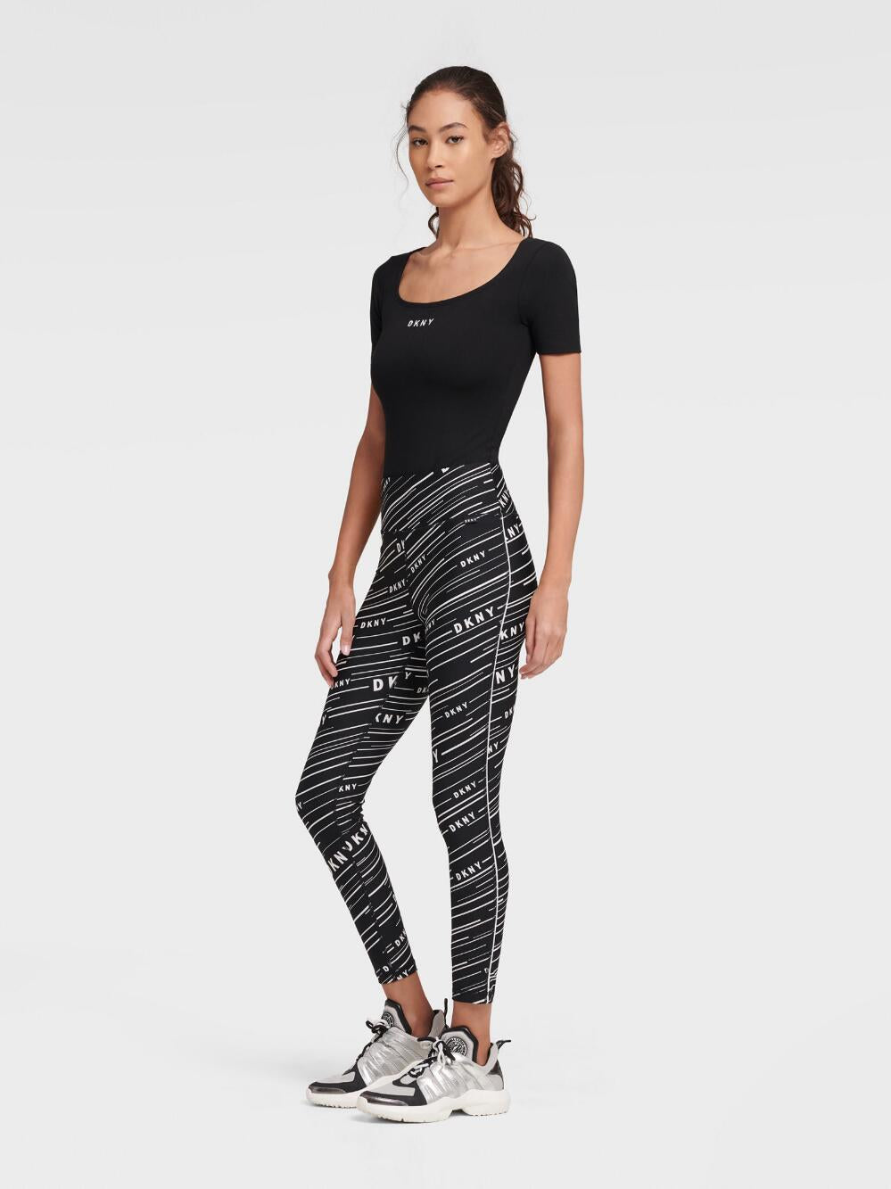 DKNY HIGH-WAISTED METEORITE TIGHTS WITH SIDE PIPING - Naughty Panda Outlet