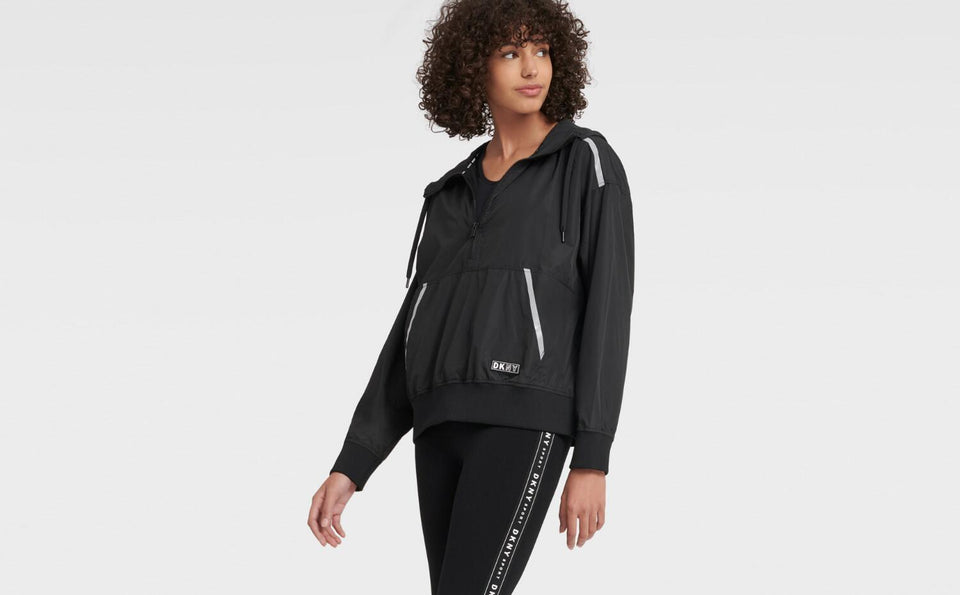 DKNY HOODED HALF-ZIP WINDBREAKER - Naughty Panda Outlet
