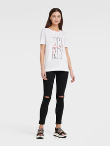 DKNY JEANS LOGO TEE WITH SEQUIN - Naughty Panda Outlet