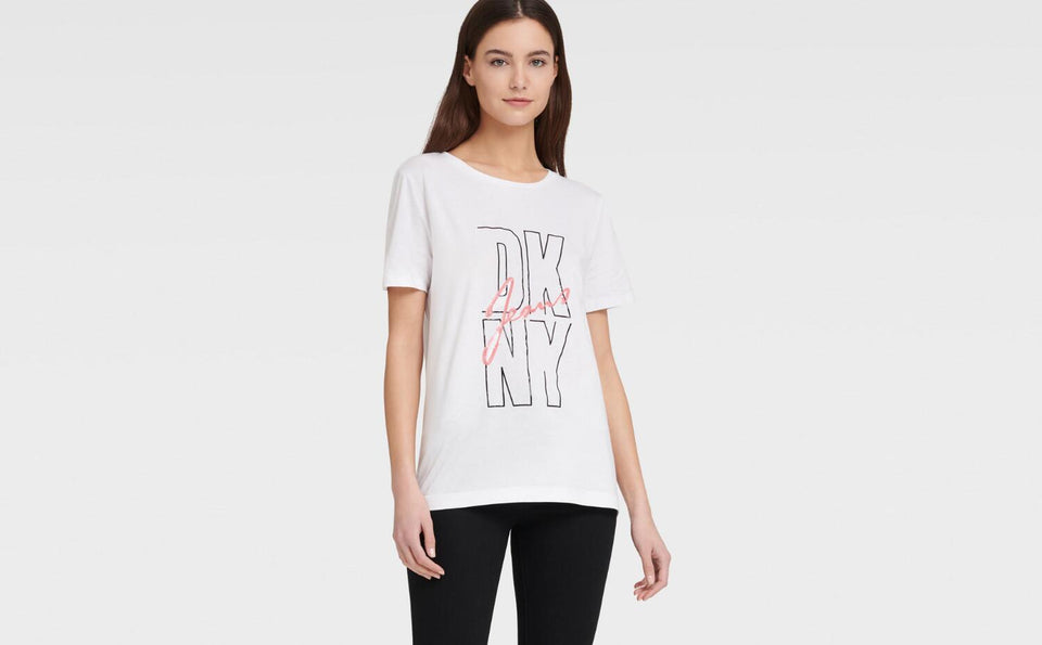 DKNY JEANS LOGO TEE WITH SEQUIN - Naughty Panda Outlet