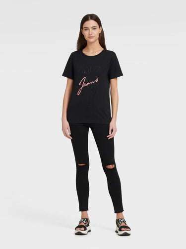 DKNY JEANS LOGO TEE WITH SEQUIN - Naughty Panda Outlet