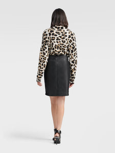 DKNY FAUX LEATHER MOCK WRAP SKIRT - Naughty Panda Outlet