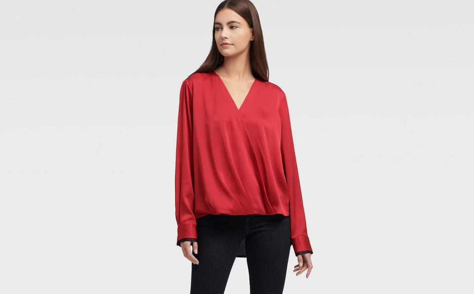DKNY LONG SLEEVE TWIST FRONT BLOUSE - Naughty Panda Outlet