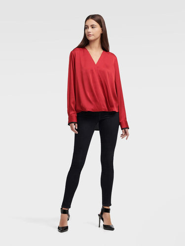 DKNY LONG SLEEVE TWIST FRONT BLOUSE - Naughty Panda Outlet