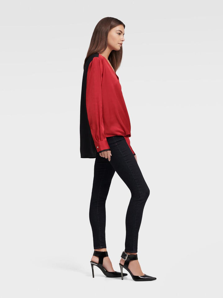 DKNY LONG SLEEVE TWIST FRONT BLOUSE - Naughty Panda Outlet