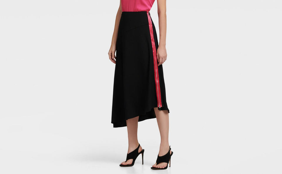 DKNY ASYMMETRICAL SKIRT WITH EXPOSED ZIP - Naughty Panda Outlet