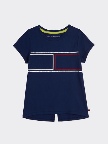 TOMMY HILFIGER KIDS SHIMMER FLAG T-SHIRT - Naughty Panda Outlet