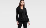 DKNY LONG SLEEVE PLEATED TOP WITH TIE NECK - Naughty Panda Outlet