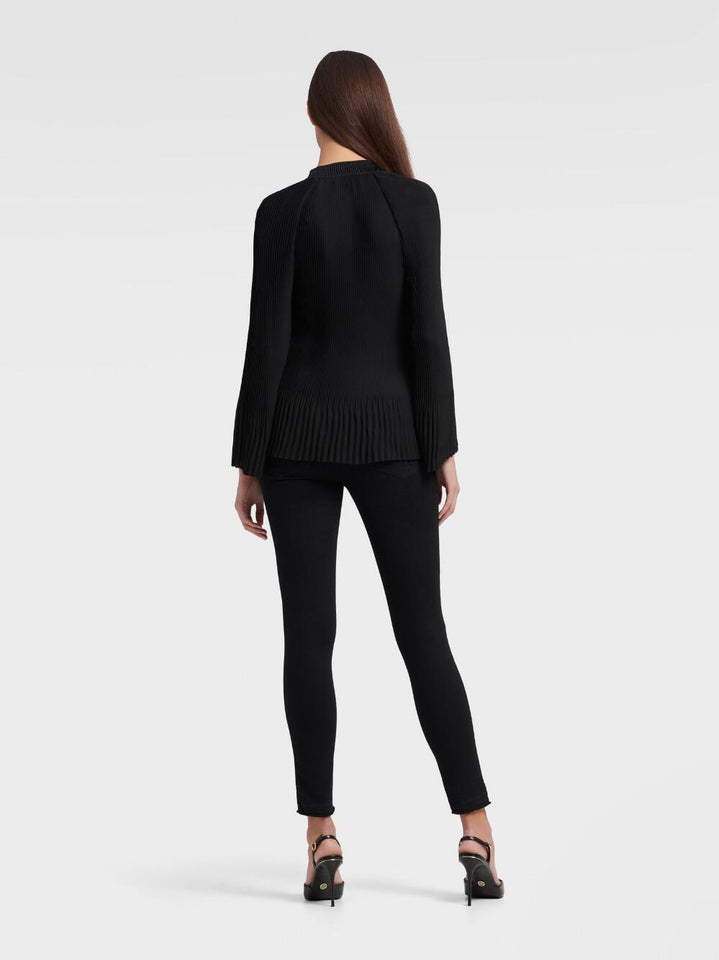 DKNY LONG SLEEVE PLEATED TOP WITH TIE NECK - Naughty Panda Outlet