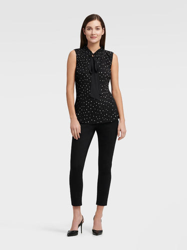 DKNY SLEEVELESS PLEATED TOP WITH TIE NECK - Naughty Panda Outlet