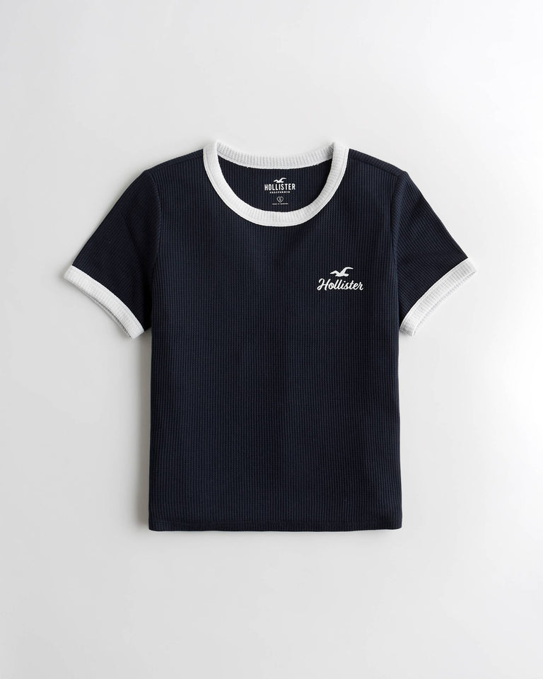 Hollister Waffle Ringer Graphic Tee - Naughty Panda Outlet