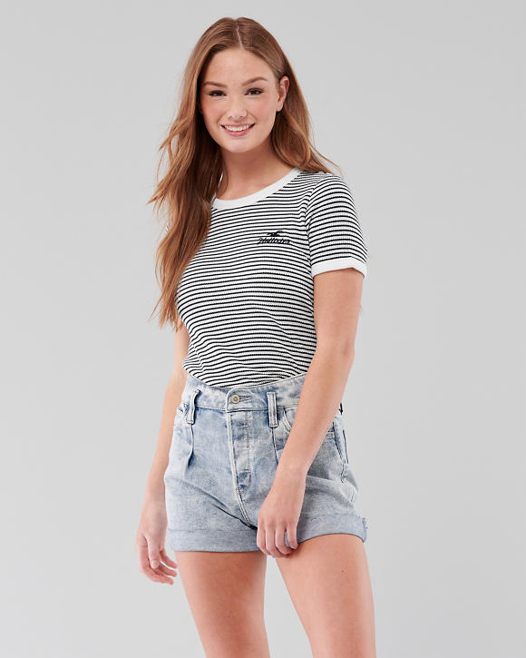 Hollister Waffle Ringer Graphic Tee - Naughty Panda Outlet