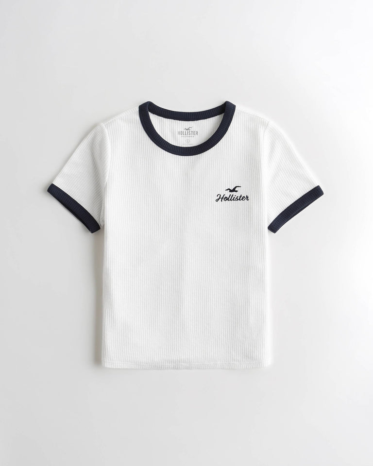 Hollister Waffle Ringer Graphic Tee - Naughty Panda Outlet