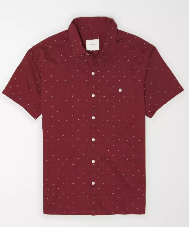 AE POPLIN SHORT SLEEVE BUTTON-UP SHIRT - Naughty Panda Outlet