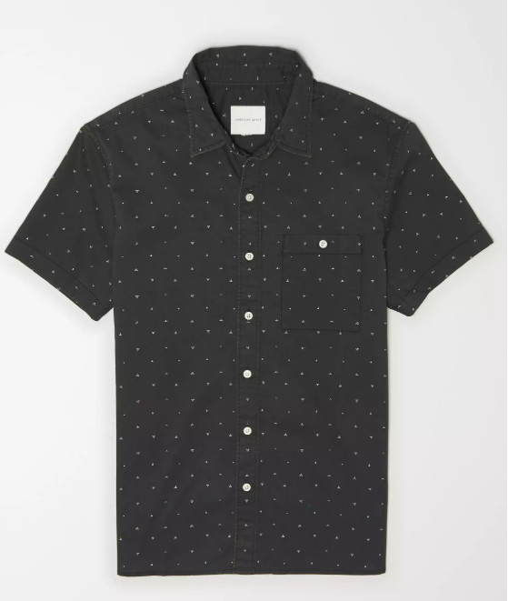 AE POPLIN SHORT SLEEVE BUTTON-UP SHIRT - Naughty Panda Outlet