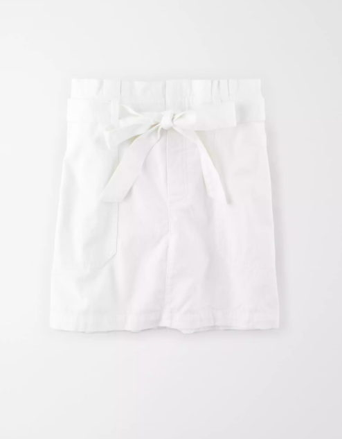 AE HIGH-WAISTED DENIM PAPERBAG MINI SKIRT - Naughty Panda Outlet