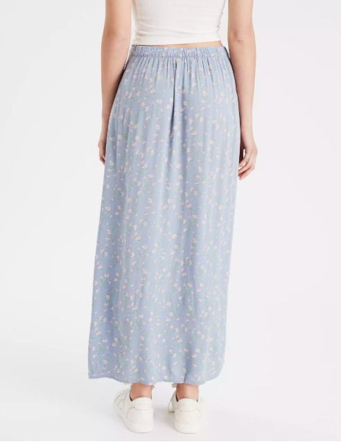 AE HIGH-WAISTED FLORAL SLIT MIDI SKIRT - Naughty Panda Outlet