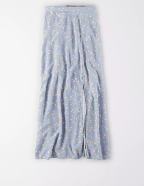 AE HIGH-WAISTED FLORAL SLIT MIDI SKIRT - Naughty Panda Outlet