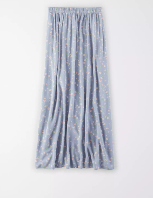 AE HIGH-WAISTED FLORAL SLIT MIDI SKIRT - Naughty Panda Outlet