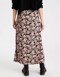 AE HIGH-WAISTED FLORAL SLIT MIDI SKIRT - Naughty Panda Outlet