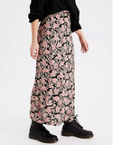 AE HIGH-WAISTED FLORAL SLIT MIDI SKIRT - Naughty Panda Outlet