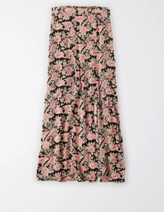 AE HIGH-WAISTED FLORAL SLIT MIDI SKIRT - Naughty Panda Outlet