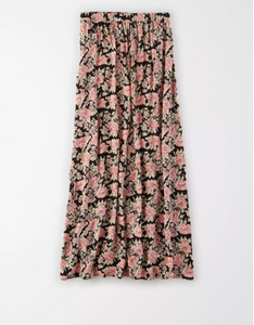 AE HIGH-WAISTED FLORAL SLIT MIDI SKIRT - Naughty Panda Outlet