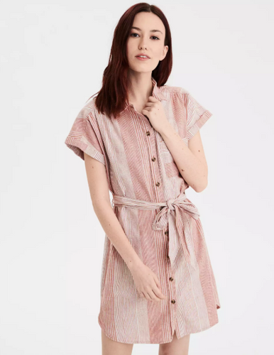 AE SHORT SLEEVE BUTTON FRONT SHIRT DRESS - Naughty Panda Outlet