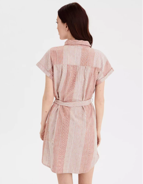 AE SHORT SLEEVE BUTTON FRONT SHIRT DRESS - Naughty Panda Outlet