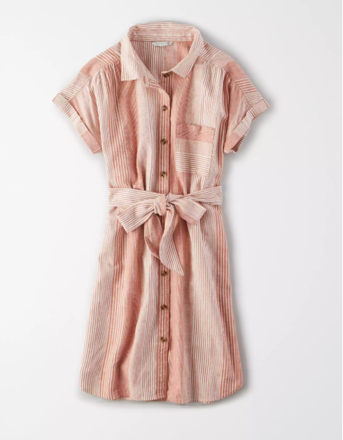 AE SHORT SLEEVE BUTTON FRONT SHIRT DRESS - Naughty Panda Outlet