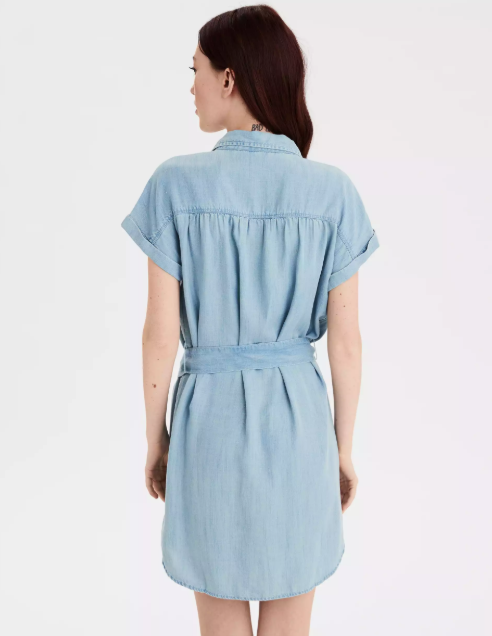 AE SHORT SLEEVE BUTTON FRONT SHIRT DRESS - Naughty Panda Outlet