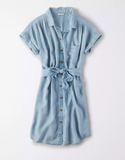 AE SHORT SLEEVE BUTTON FRONT SHIRT DRESS - Naughty Panda Outlet