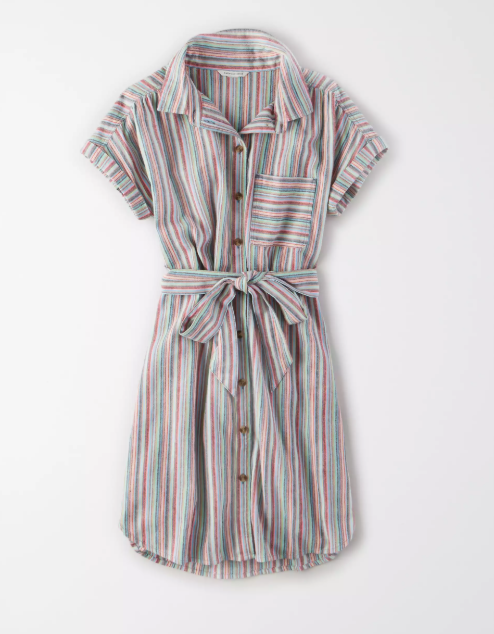 AE SHORT SLEEVE BUTTON FRONT SHIRT DRESS - Naughty Panda Outlet