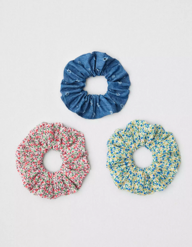 AE CHAMBRAY + DITSY SCRUNCHIES 3-PACK - Naughty Panda Outlet