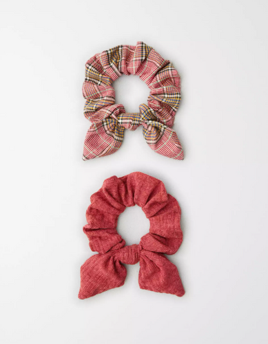 AE PLAID BOW SCRUNCHIES 2-PACK - Naughty Panda Outlet