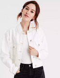 AE CROPPED WHITE DENIM JACKET - Naughty Panda Outlet