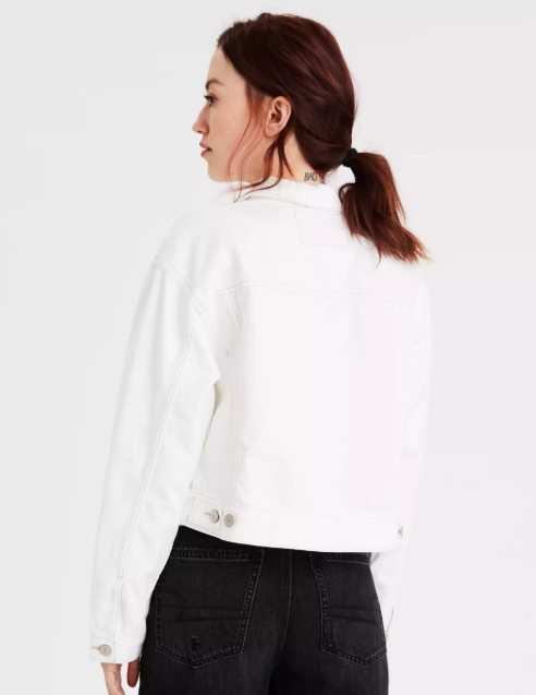 AE CROPPED WHITE DENIM JACKET - Naughty Panda Outlet