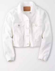 AE CROPPED WHITE DENIM JACKET - Naughty Panda Outlet
