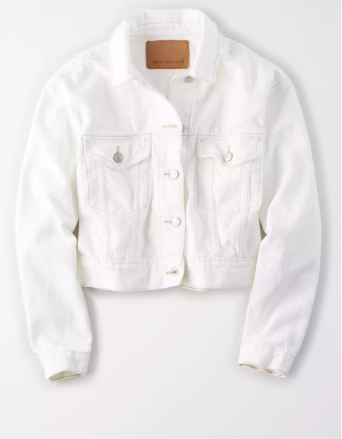 AE CROPPED WHITE DENIM JACKET - Naughty Panda Outlet