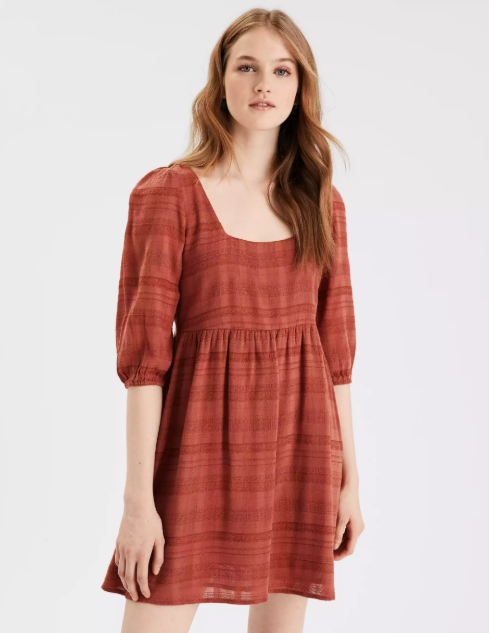 AE PUFF SLEEVE BABYDOLL DRESS - Naughty Panda Outlet