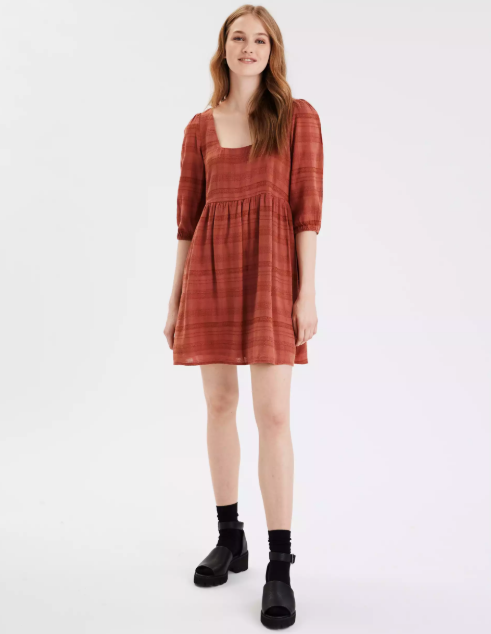AE PUFF SLEEVE BABYDOLL DRESS - Naughty Panda Outlet
