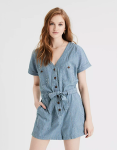 AE TIE FRONT UTILITY ROMPER - Naughty Panda Outlet