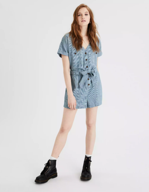 AE TIE FRONT UTILITY ROMPER - Naughty Panda Outlet