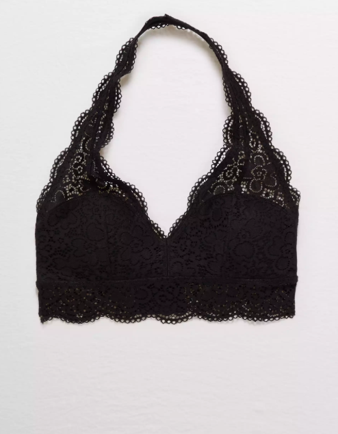 AE AERIE WILDFLOWER LACE PADDED HALTER BRALETTE - Naughty Panda Outlet