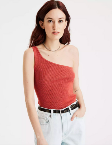 AE One Shoulder Sweater Tank Top - Naughty Panda Outlet